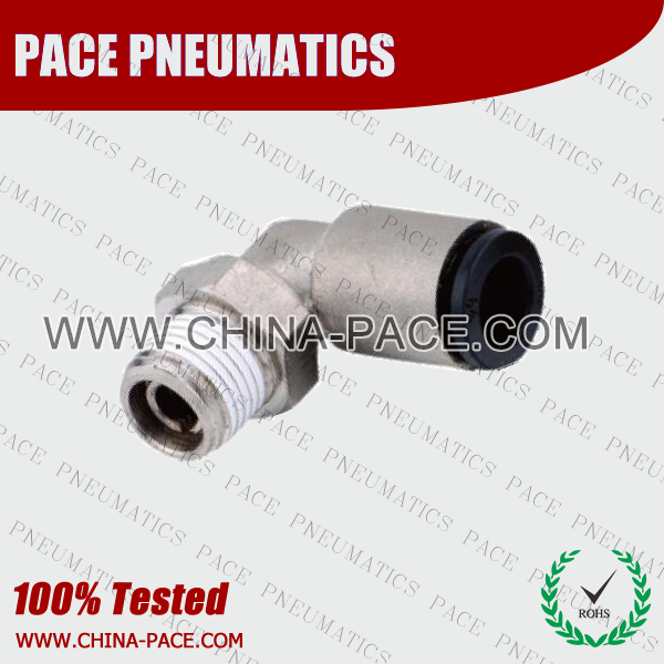 Male Elbow Brass Body Push In Fittings With Plastic Sleeve, Nickel Plated Brass Push in Fittings